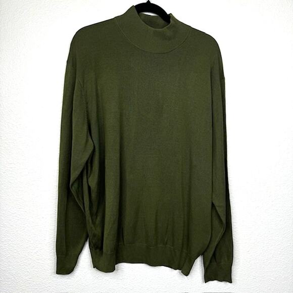 Jos. A. Bank Mens Signature Collection 100% Silk X-Large Crewneck Sweater Olive - Picture 9 of 10